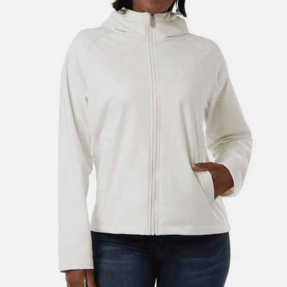 Women's 32 Degrees Softshell White Hooded Jacket- Large - Picture 1 of 6